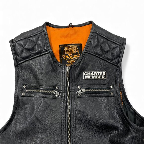 Milwaukee Leather Black Padded Heavy Motorcycle Biker Vest Men's Medium - Picture 3 of 10